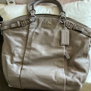 Coach, gray all leather purse.  Like new